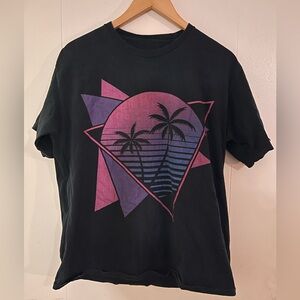 Men’s Black Graphic T-Shirt with Palm Tree Design